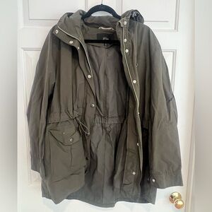J.Crew Olive Green Raincoat with Hood